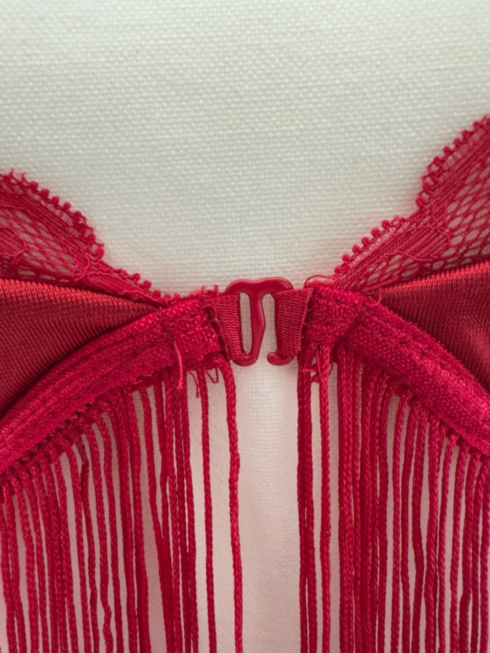 Coquette Red Fringe Lingerie Set Bra & G-String S NWOT Boudoir Tassel - Picture 8 of 8